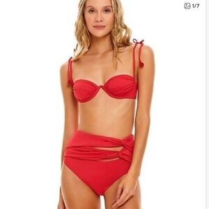 Agua Bendita Bikini Set Donna Shaka Brina Bottom Red Size Small Large